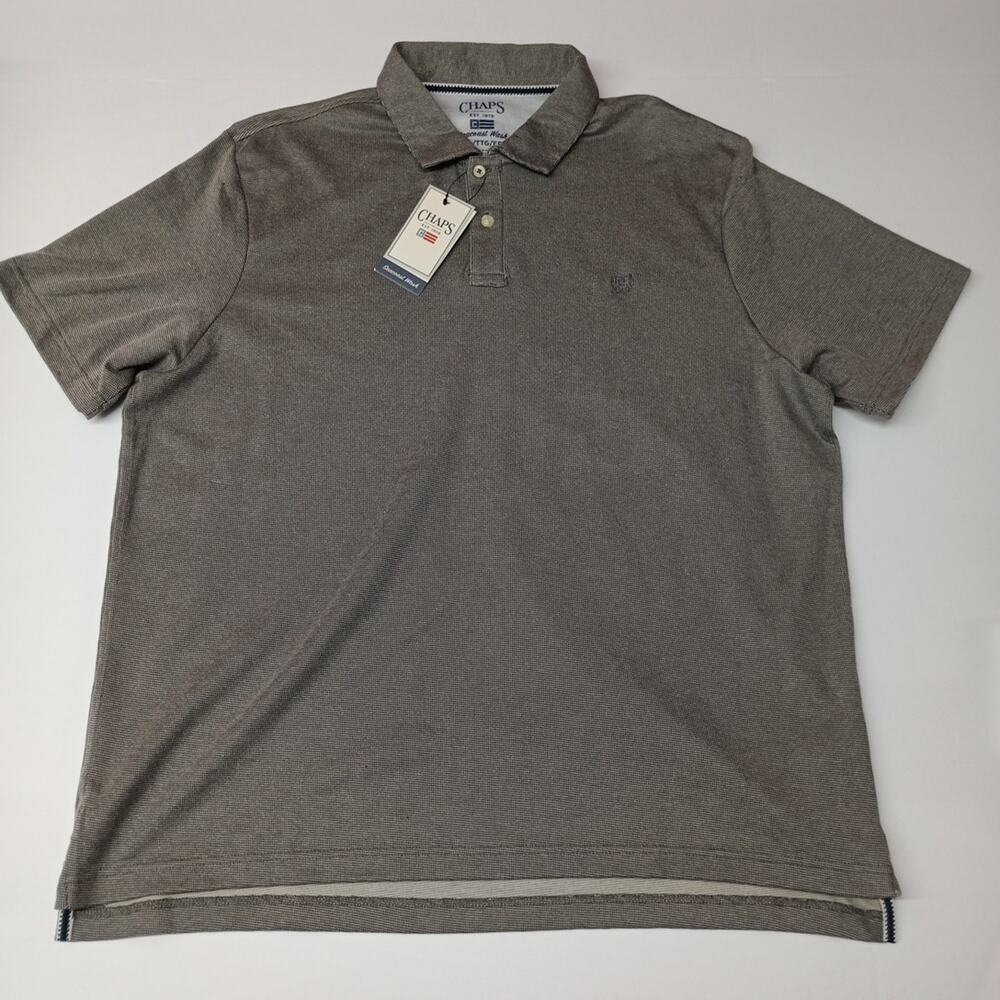Chaps Seacoast Wash Rockland Textured Polo Shirt Men's Size 2XL Charcoal Gray‎